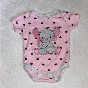 (3 for $10) contact Pink Elephant Print Baby Onesie bodysuit